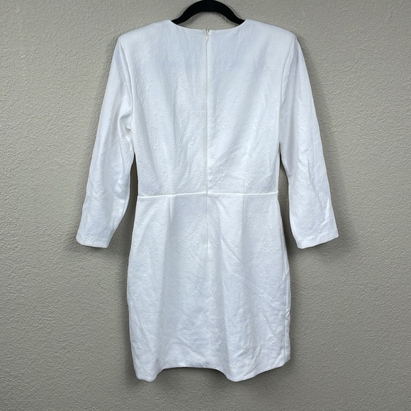 New Veronica Beard Channing Jacquard Sheath Dress In White Long Sleeve Sz 8 - Picture 5 of 14